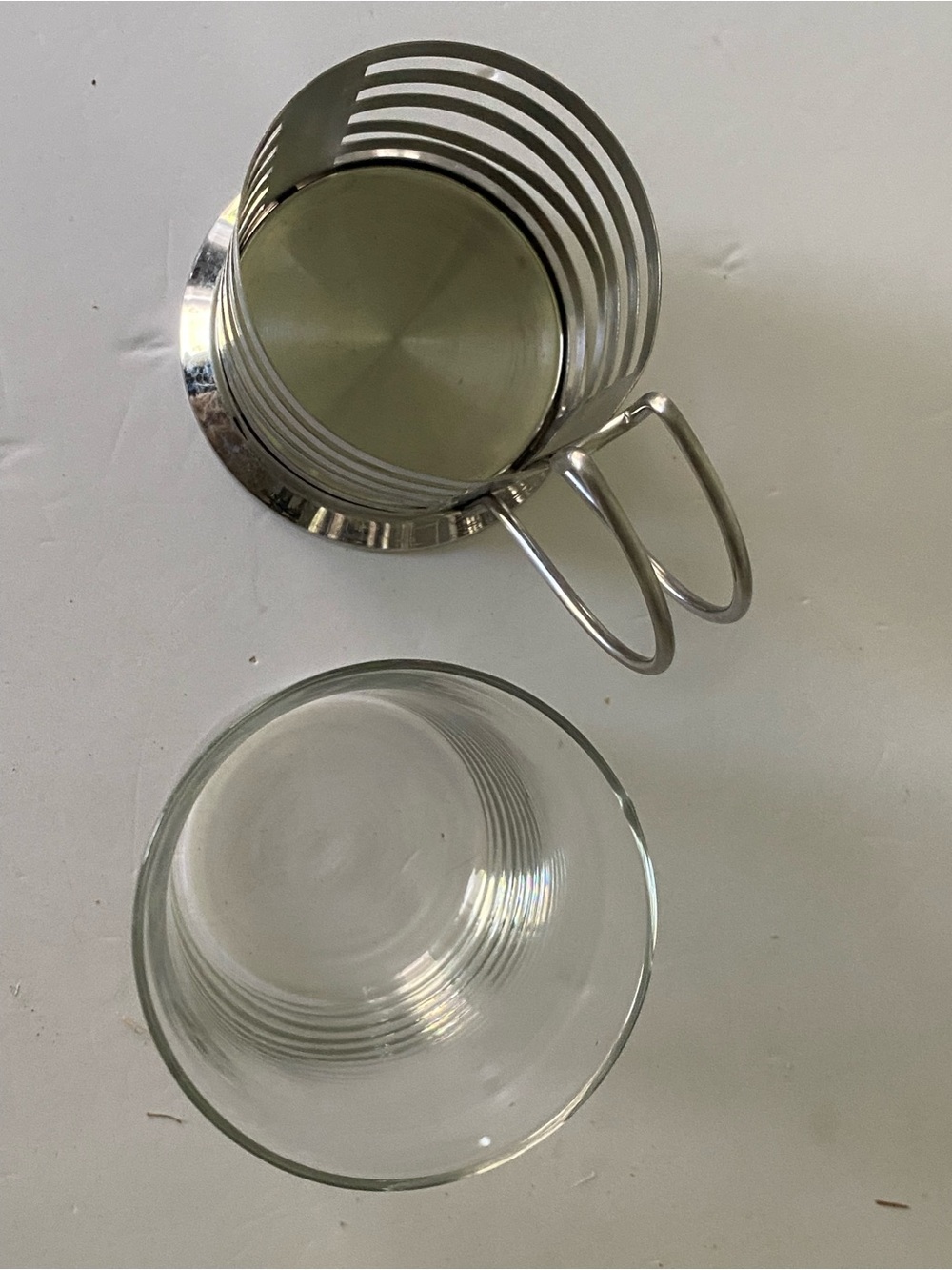 6 Glass Inserts With Decorative Silver Metal Handles - Picture 4 of 7